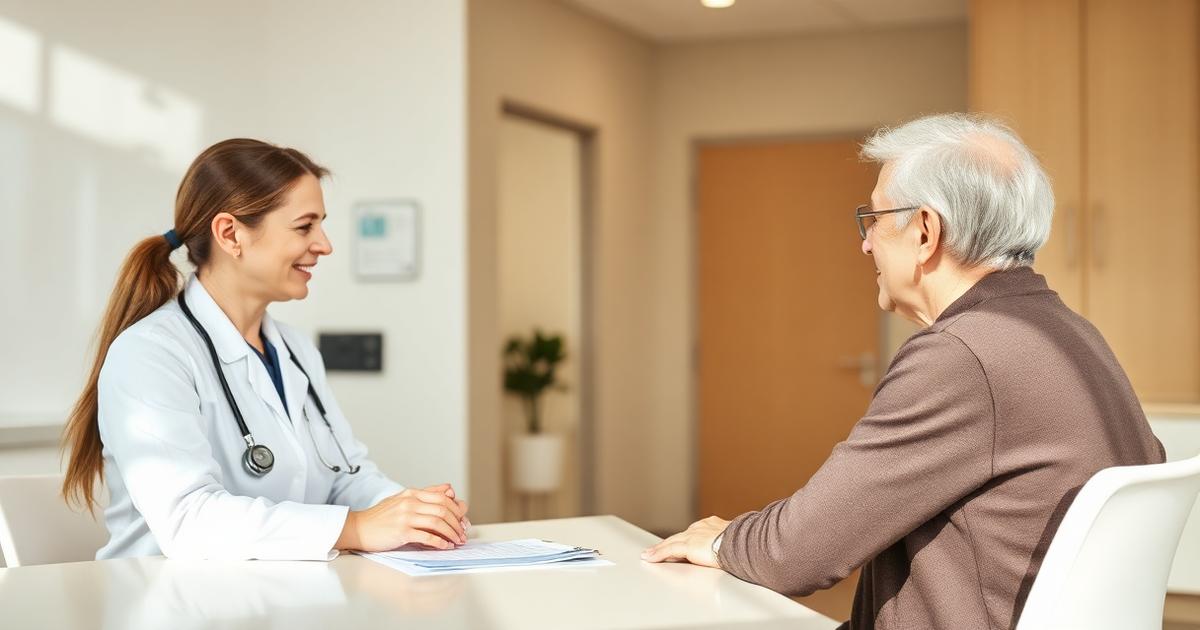 A nurse practitioner reviewing candidacy with a patient during a consultation