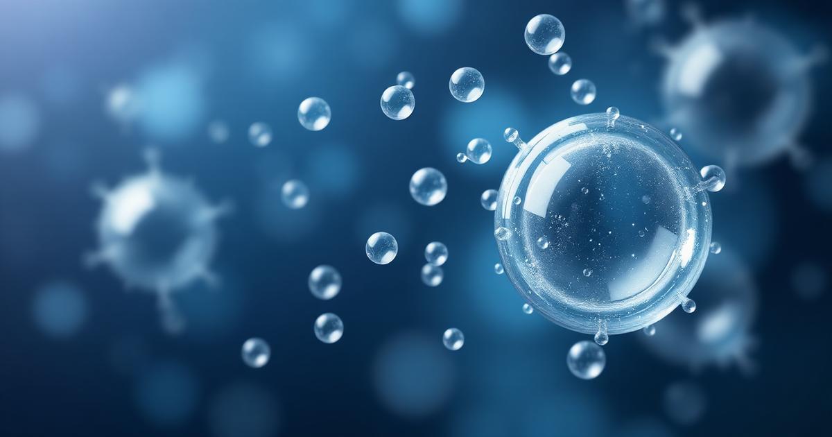 Illustration of exosome vesicles suspended in fluid